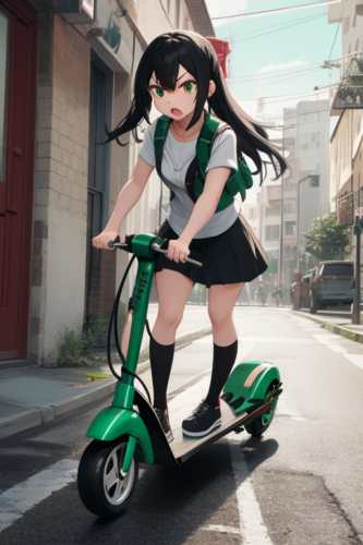 電動キックボードにのる女の子