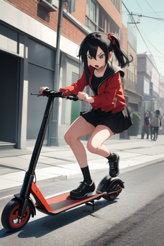 電動キックボードにのる女の子